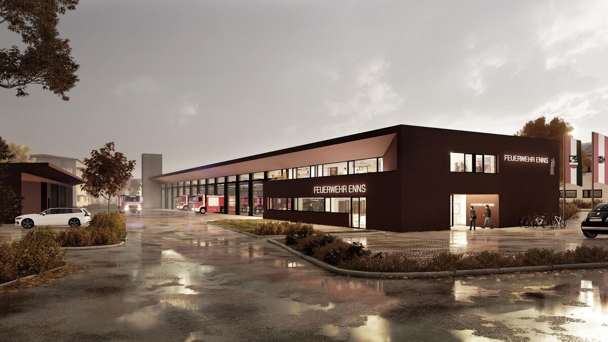 Feuerwehr Enns - Rendering Nacht